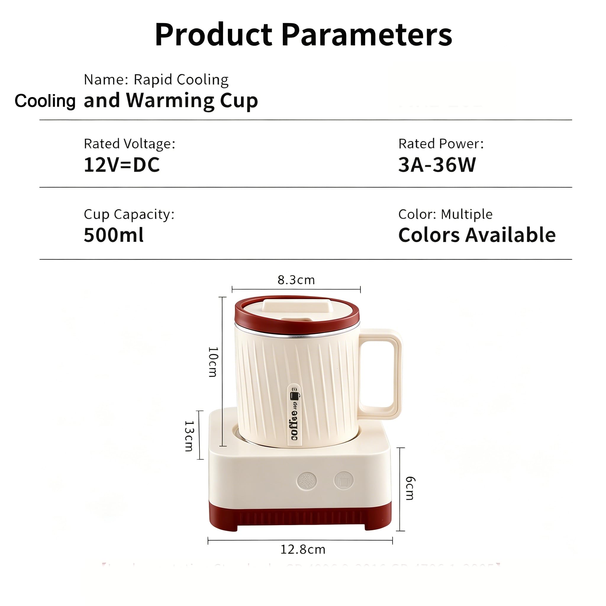 Vaso Enfriador De 500 Ml, Enfriador Electrónico De Botellas con Base Calefactable, Enfriamiento/Calentamiento Rápido Y Encendido con Un Solo Clic, Enfriador para Portavasos De Coche, Hogar, Ofici Red
