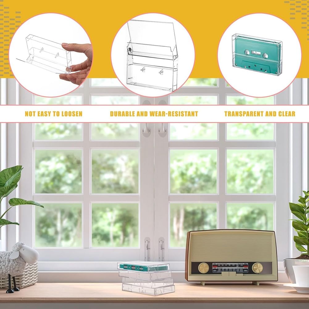 per cassette – Plastica trasparente – Soluzione di stoccaggio per 20 pezzi, 4,28 L X 2,75 L X 0,6 H – Cassette audio