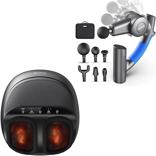 RENPHO Máquina de masaje de pies con calor Shiatsu Deep Amasamiento R4 Pistola de masaje con brazo ajustable