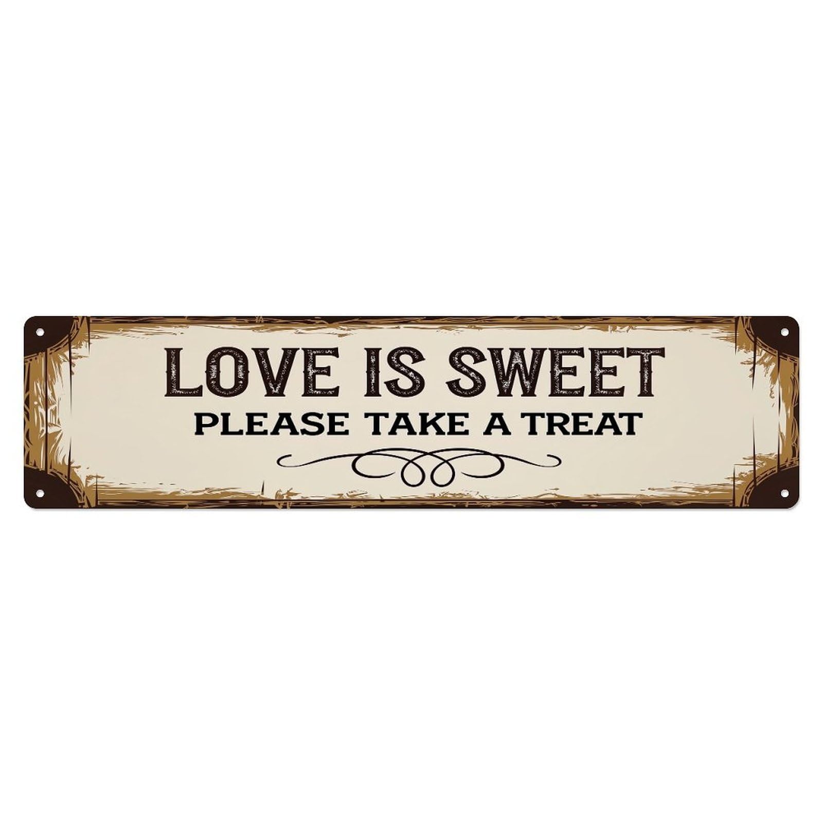 Jdyaojiesheng Vintage Love Is Sweet Please Take A Treat Tin Sign Retro Metal Wall Decor Metal Poster, Home Bar Garage Farmhouse Cafe Wall Art Decoration 4X16inch
