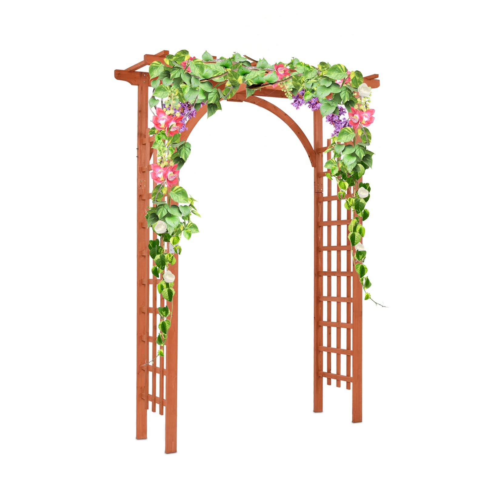 GOPLUS Rosenbogen Holz, Gartenbogen Pergola mit Rankhilfe für Kletterpflanzen, Torbogen Holzbogen Rankgitter Hochzeitsbogen Rankbogen für Hochzeit & Party, 160 x 60 x 215 cm, Natur