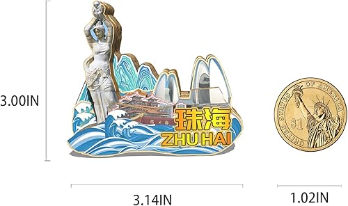 Miniatura 3 de China Zhuhai Guangdong Provincia imán imán nevera madera 3D monumentos viajes coleccionables recuerdos decoración hecho a mano-2