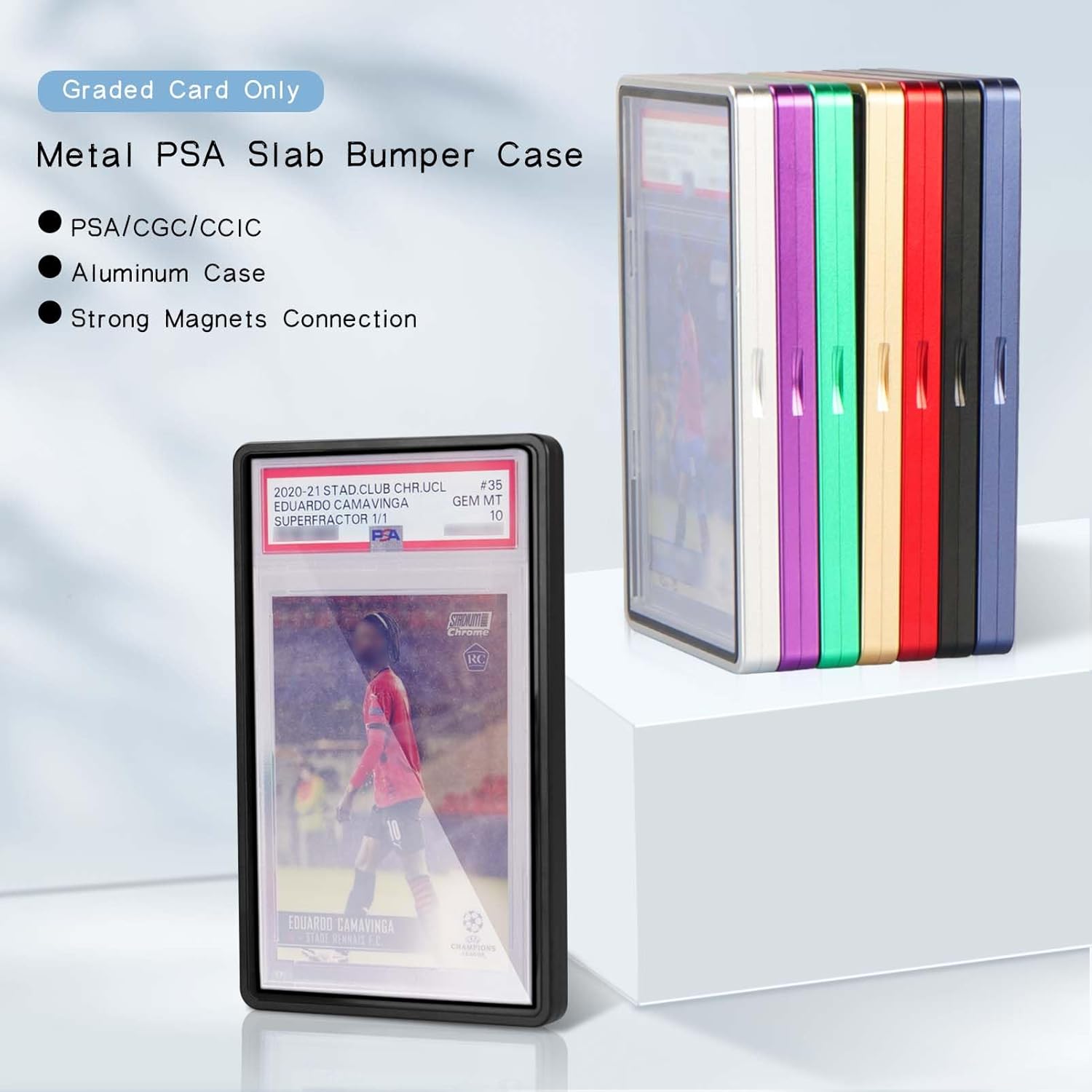 PSA Slab Bumper Case, Metal Graded Cards Slab Magnetic Protector for 35pt PSA/CGC/CCIC Graded Cards|Scratch Resistant | Stackable | UV Resistant | Purple