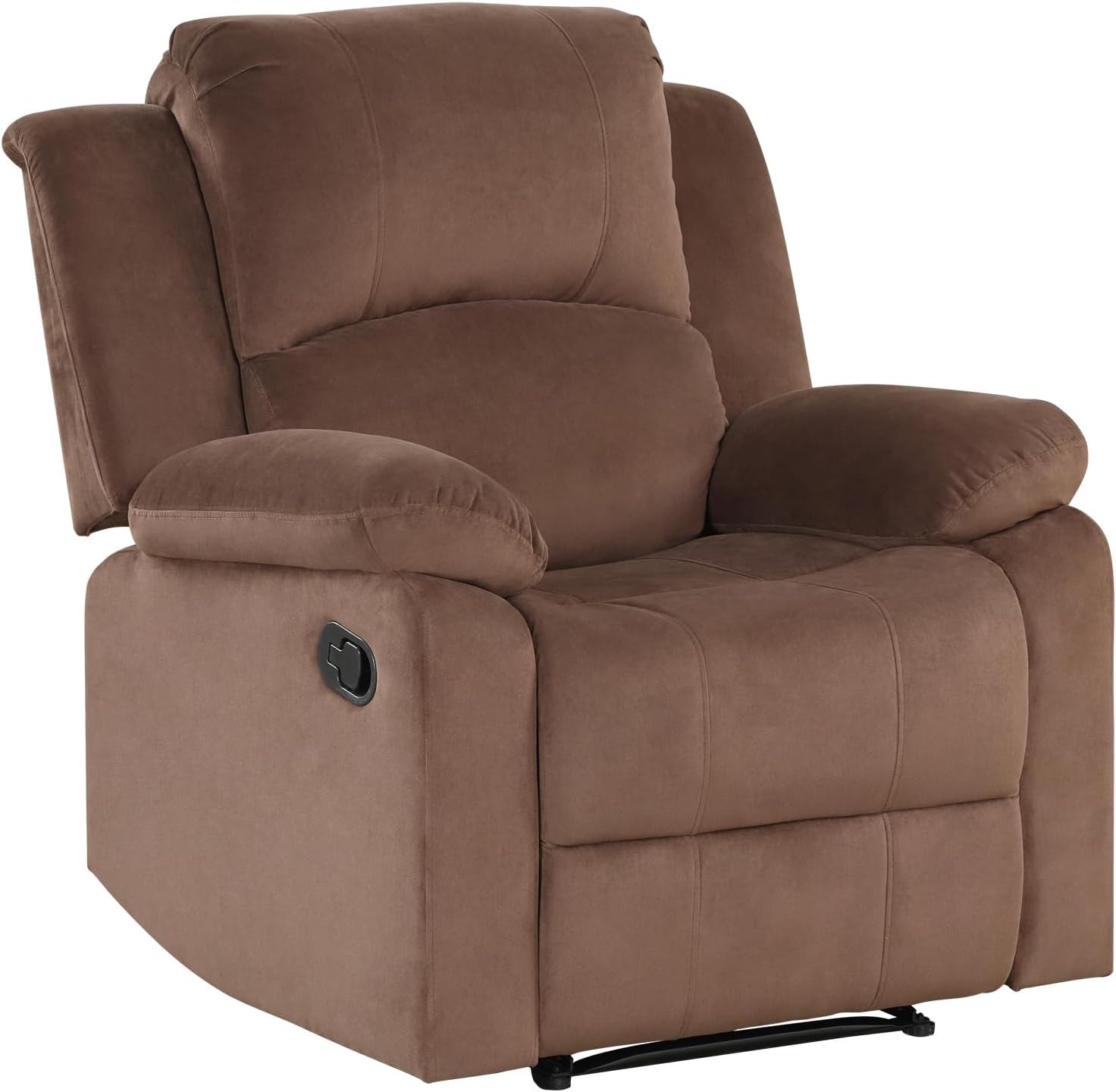 EBELLO Classic Manual Recliner Chair, Soft Microfiber Recliner Sofa with Overstuffed Arms and Back Single Reclining Couch for Living Room, Bedroom, Brown
