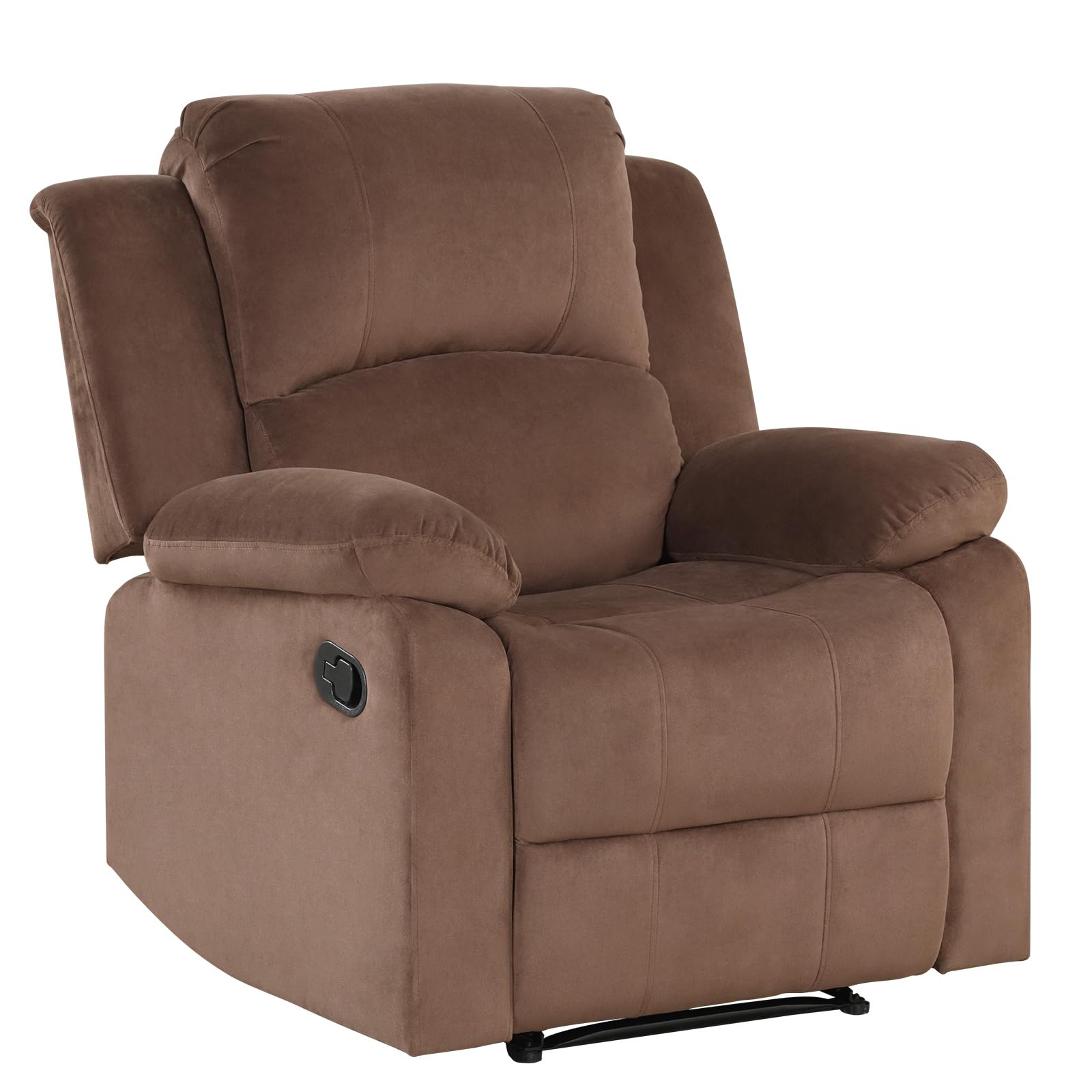 EBELLO Classic Manual Recliner Chair, Soft Microfiber Recliner Sofa with Overstuffed Arms and Back Single Reclining Couch for Living Room, Bedroom, Brown view 8