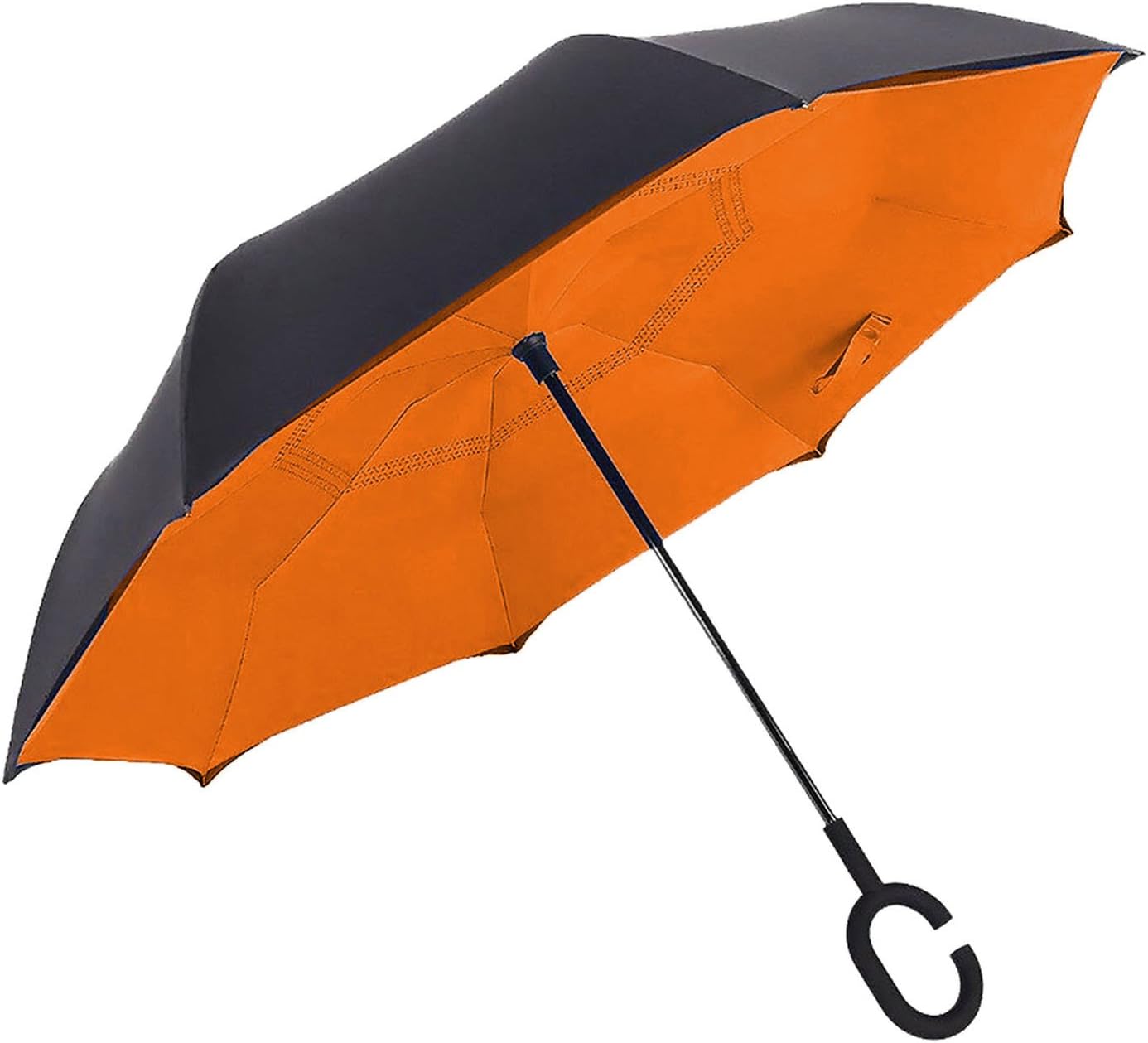 Reverse Umbrella & Inverted Umbrella - Travel Umbrella Windproof The Original All Weather Car Umbrella (Orange)
