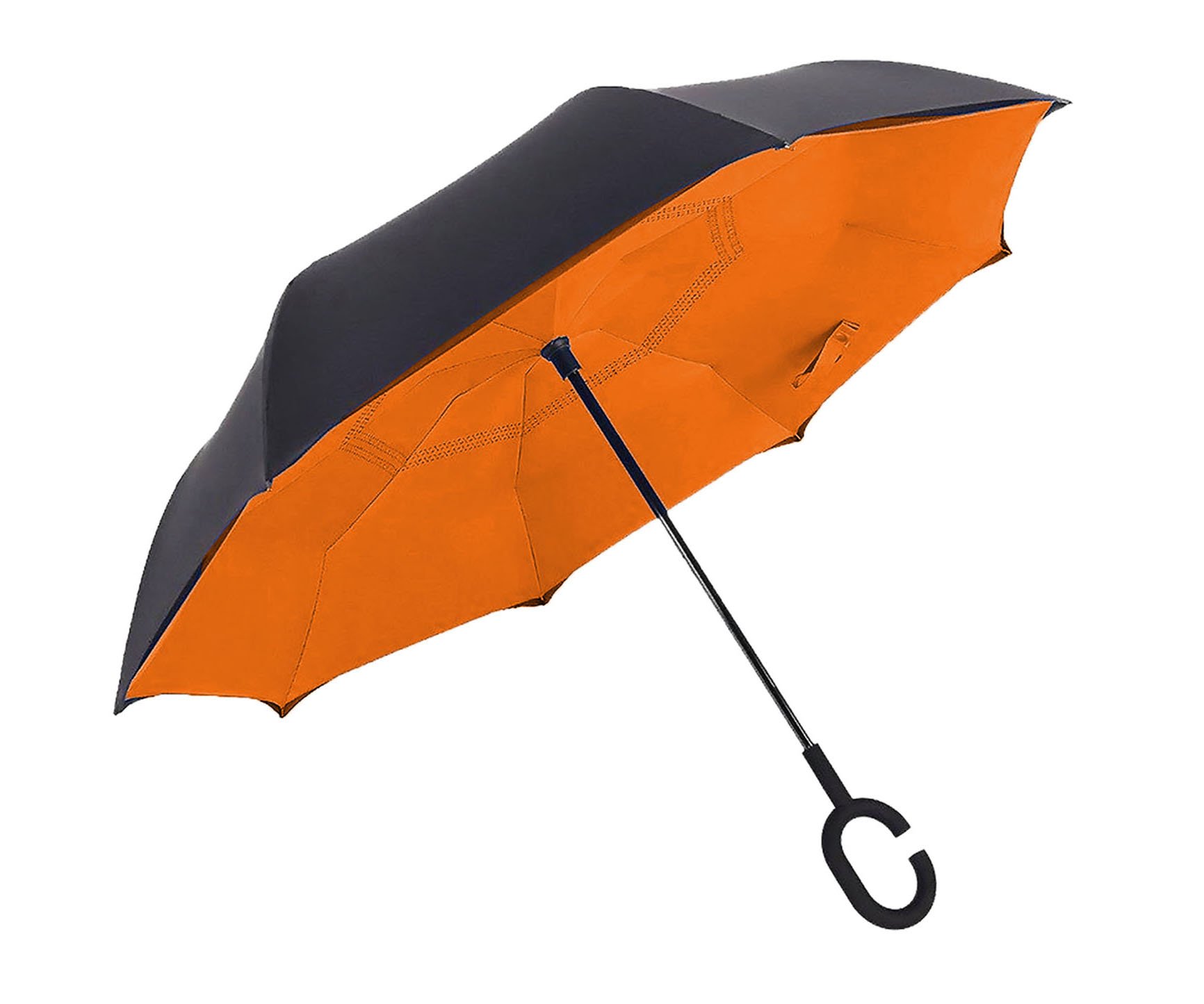 Reverse Umbrella & Inverted Umbrella - Travel Umbrella Windproof The Original All Weather Car Umbrella (Orange)