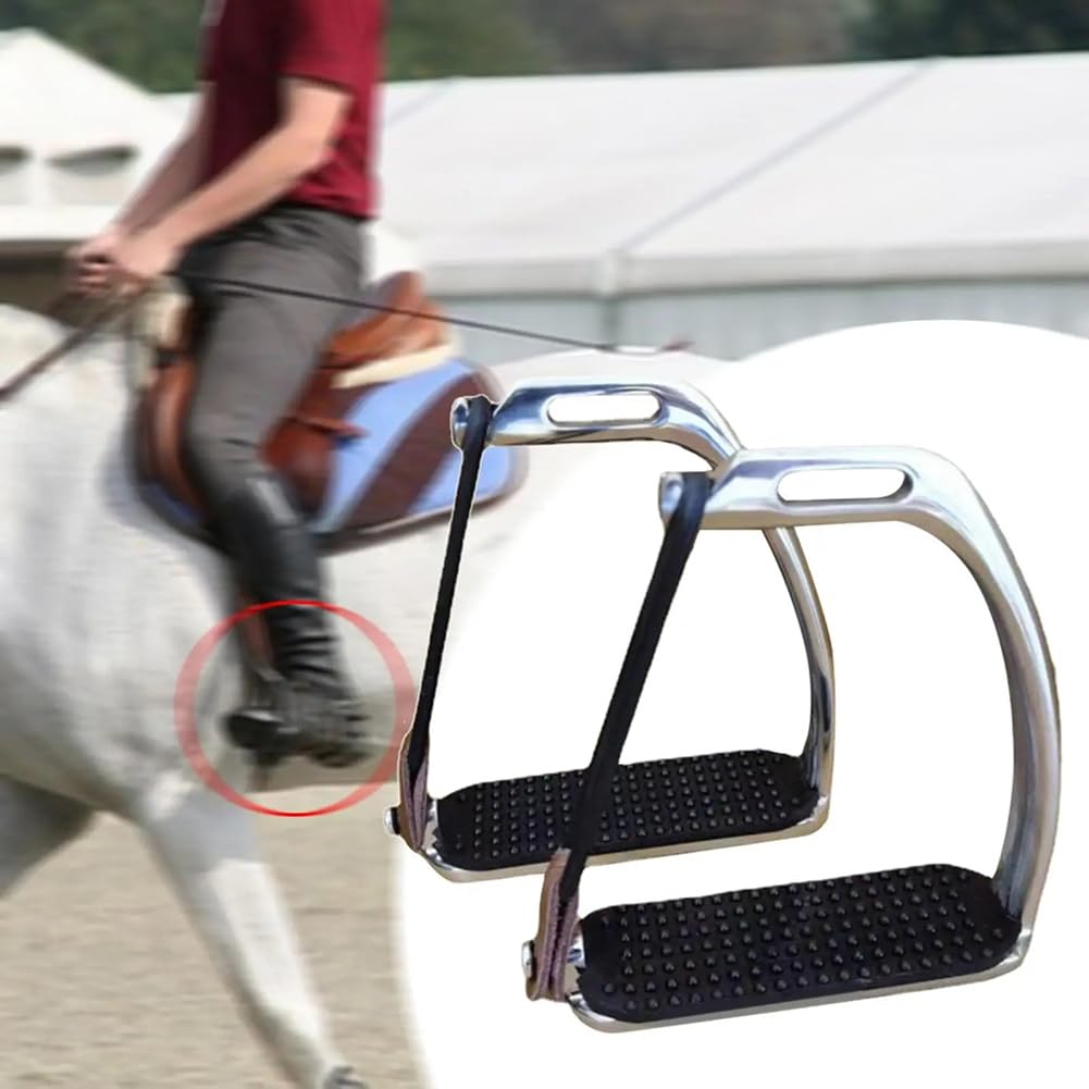 Étriers de Sécurité D'Équitation à Haute Résistance, Étriers en Acier Inoxydable Argenté, Équipement de Course en Plein Air pour Enfants