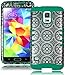Bastex Heavy Duty Hybrid Case for Samsung Galaxy S5 i9600 - Teal Silicone Cover/ Antique Circle Design Hard Shell