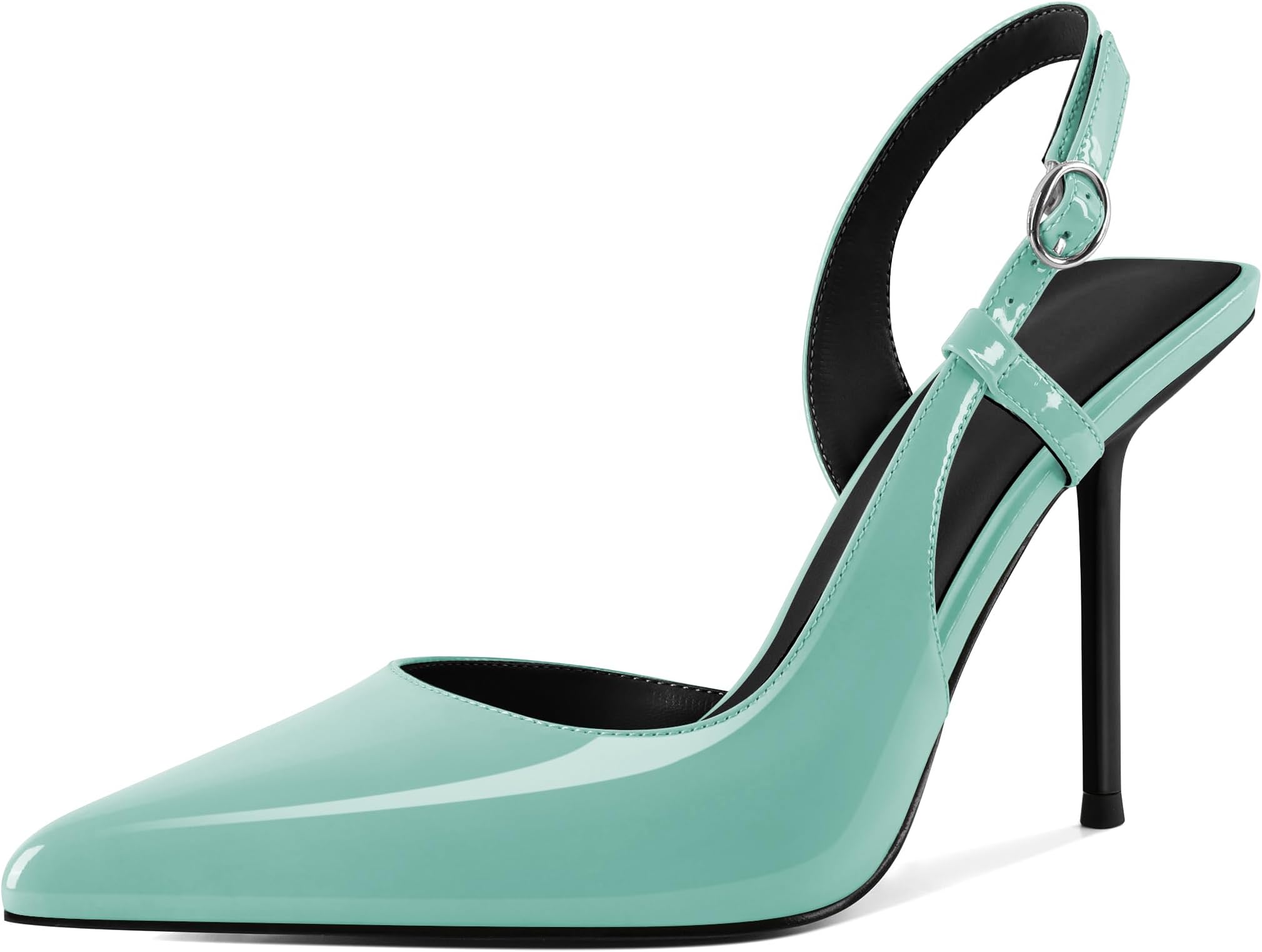 YODEKS Women's Slingback Heels Pointed Toe D'Orsay High Heel Pumps 4 Inch Shoes US Size 5-13