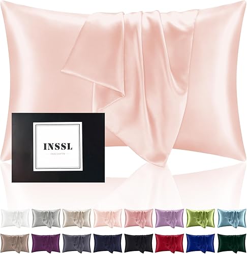 INSSL - Funda de almohada de seda de morera para mujeres, para cabello y piel, te mantiene cómoda y transpirable durante el sueño (color rosa, de 20