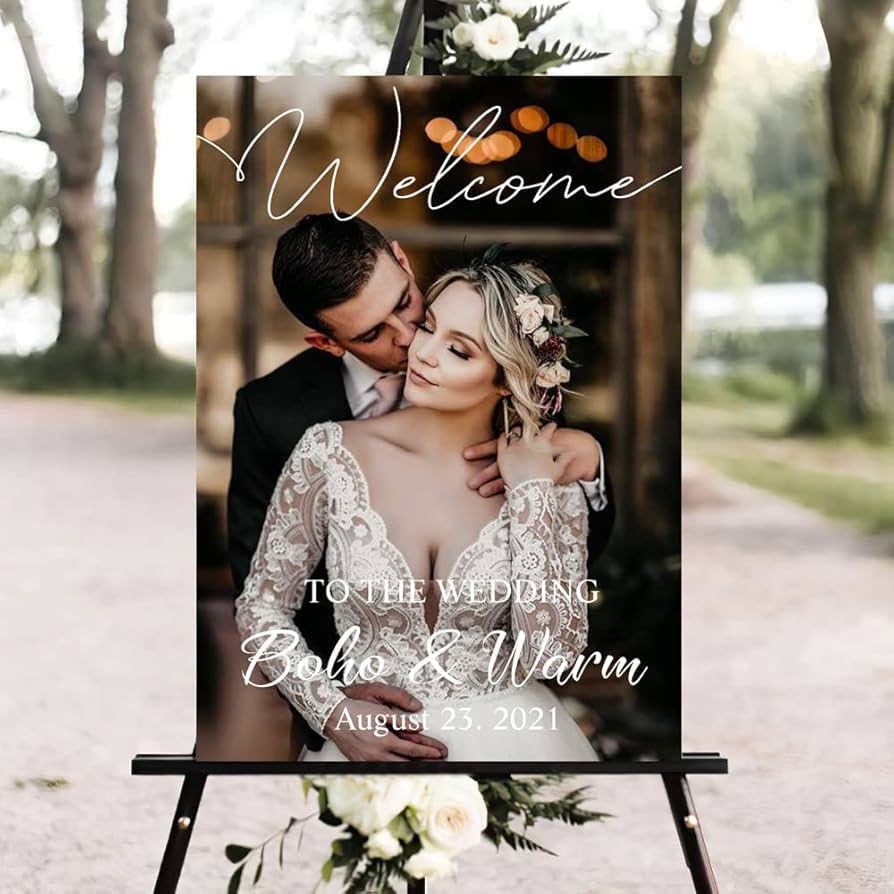 Vertical Welcome to Our Wedding Sign with Picture Wedding