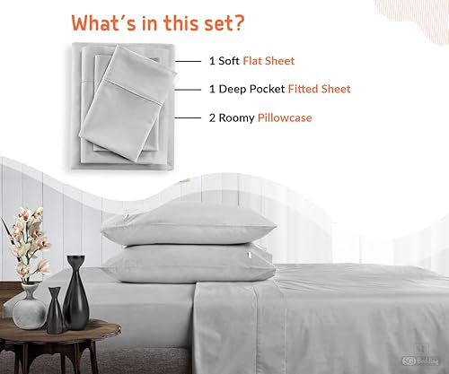 Miniatura 2 de SGI - Juego de sábanas de algodón egipcio tamaño King de 108 x 108 pulgadas, juego de sábanas de lujo de 1000 hilos, tejido de satén sólido gris