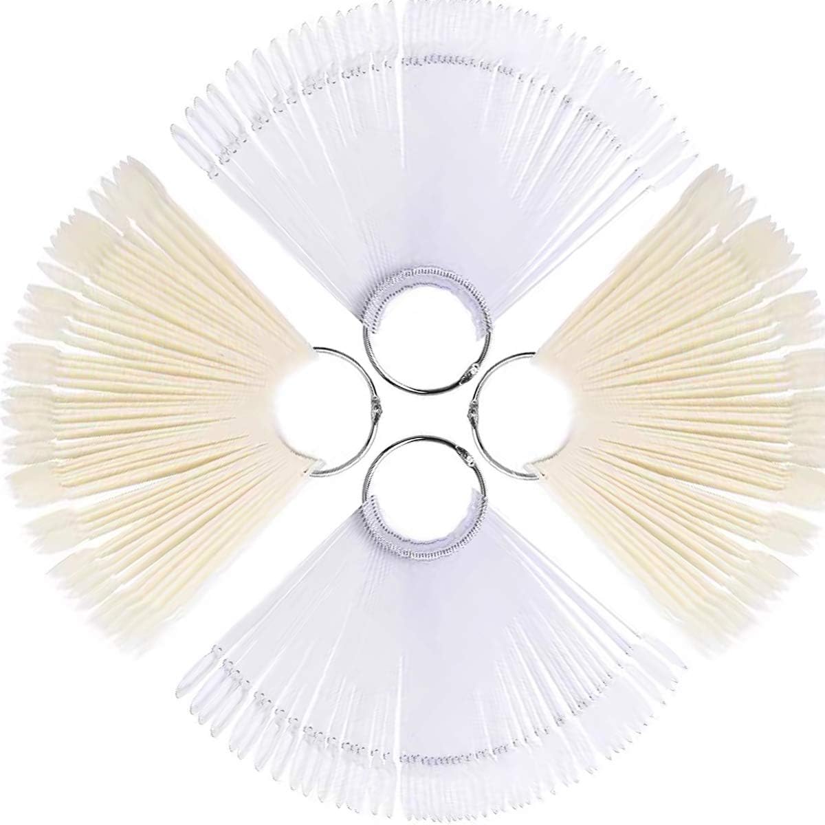 TANGGER 200 PCS Abanico de Uñas Blanco y Transparente,Falso Uñas Arte Puntas Mostrar Muestra Nail Art Tips Práctica de Uñas