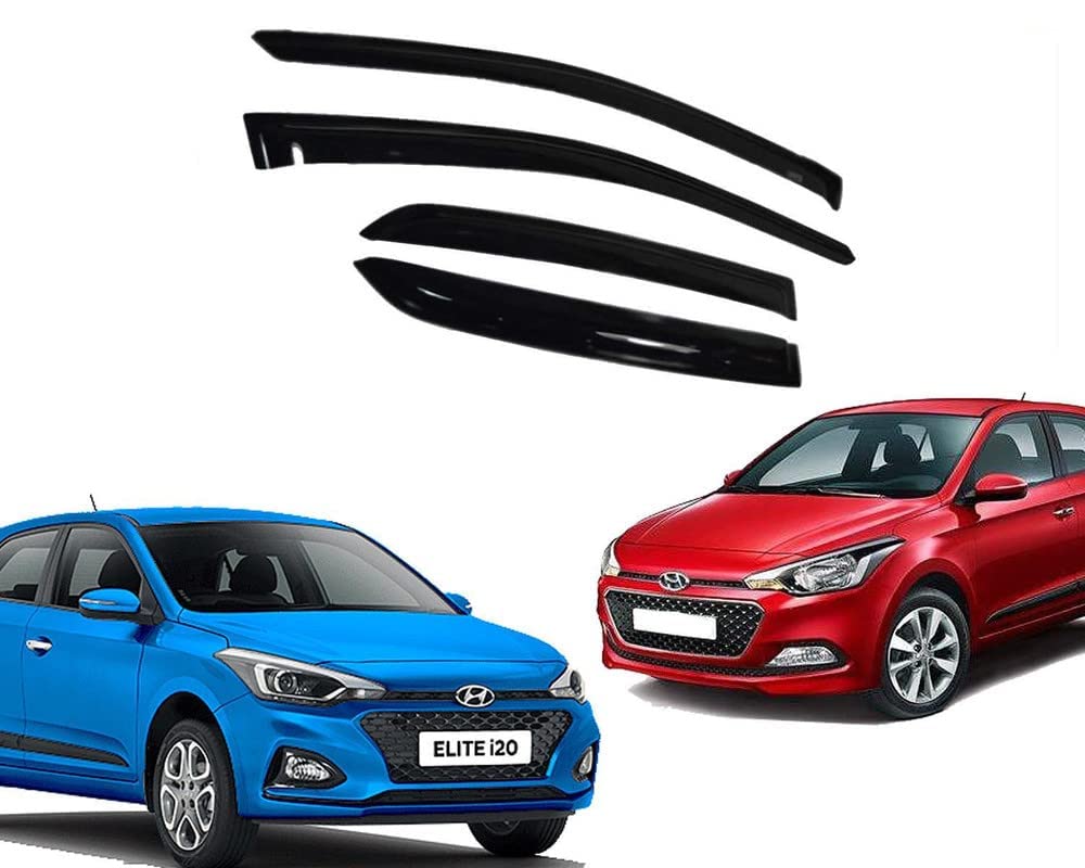 ROYALTECH Car Rain Wind Door Visor Non Breakable Deflector Compatible with Hyundai I-20 Elite (2014-2019)