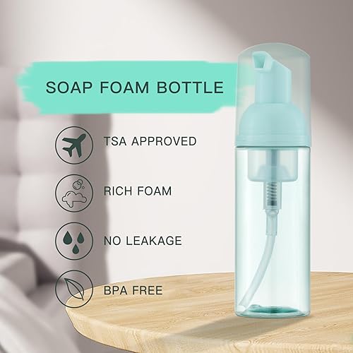 Miniatura 4 de Tekson 3 botellas de espuma de jabón (2 onzas), champú de pestañas espumoso de viaje vacío para limpiador, dispensador (verde)