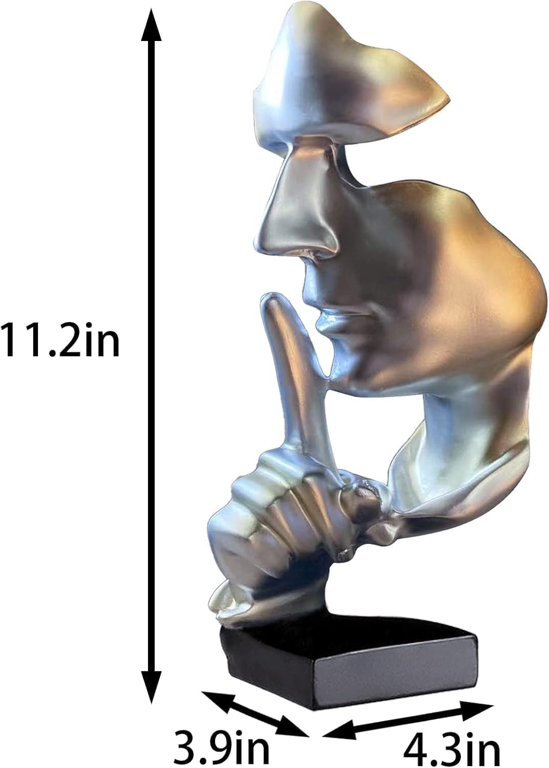 Huhote Thinker Statue, Silence is Gold Abstract Art Sculpture, Ponder Statue, Creative Resin Figurine, Modern Home Ornament - Image 3