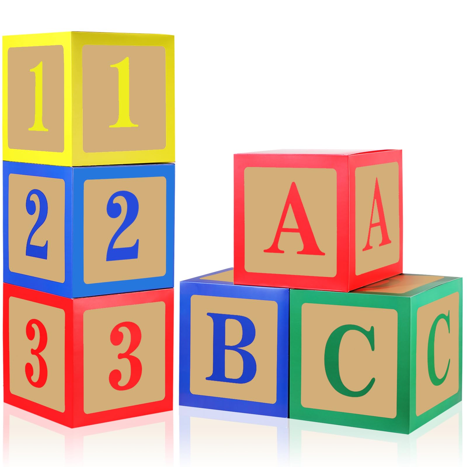 Zhanmai 6 Pcs ABC and 123 Balloon Boxes - Back to School Party Decorations ABC Alphabet Blocks Props Boxes Toy Inspire Decorations for School