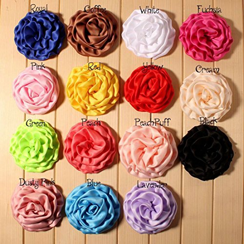 20Pcs EMAXELER Mixed Random Colors Flat-bottomed Beautiful DIY Handmade Decorative Ring Flowers for Headbands Hair Clips Scrapbooking Clothes and More Decoration 20 PCS Ring Flowers