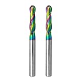 WEXWE Tools Extra Long Ball Nose Carbide End Mill, DLC Coating, CNC Cutting Tools for Aluminum and Wood Cutting, 3D Carving & Engraving. 2 Flute Router Bits，1/4 Shank (1/4-4