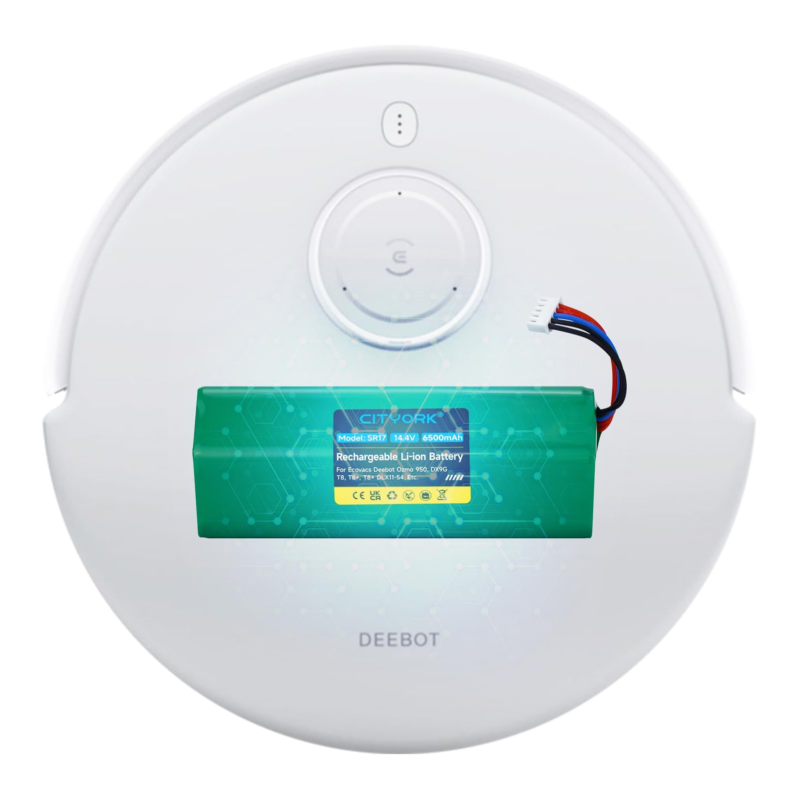 CITYORK Li-ion 6500mAh Ersatz Akku für Yeedi Vac 2 pro/Vac 2/Vac max, Akku für Ecovacs Deebot Ozmo 950, Ozmo 950 DX9G Staubsauger Roboter Ersatzakku
