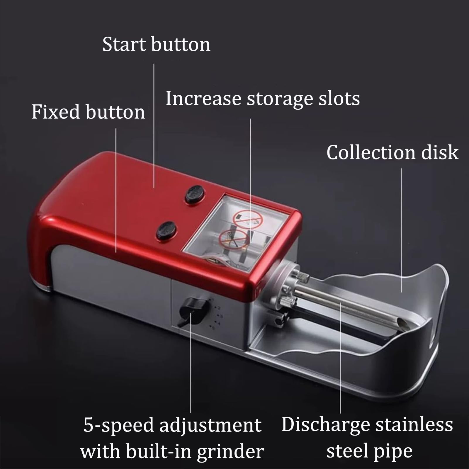 Automatico Della Sigaretta Del Rullo Del Tabacco Delle Macchine Di Riempimento Della,Arrotolatore Automatico di Sigarette,Regolazione Dell'Elasticità a 5 Velocità,Avvio di U(Size:8mm/6.5mm smoke pipe)