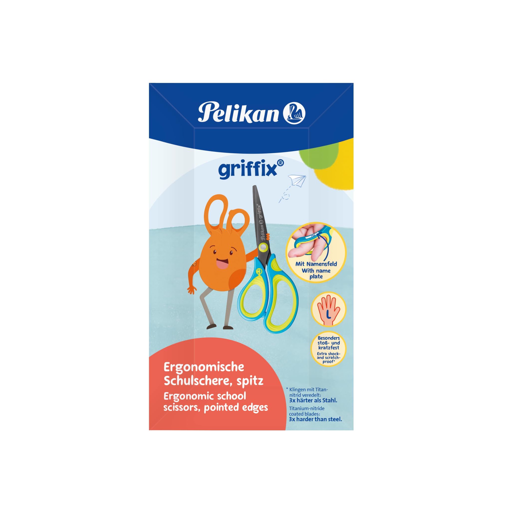 Pelikan Griffix - Forbici da scuola a punta, per mancini, 1 pezzo