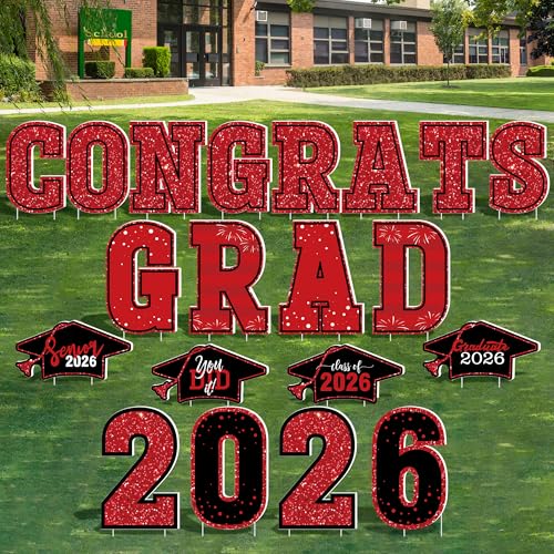 HOVACY 20 PCS Red Graduation Yard Signs Class of 2026