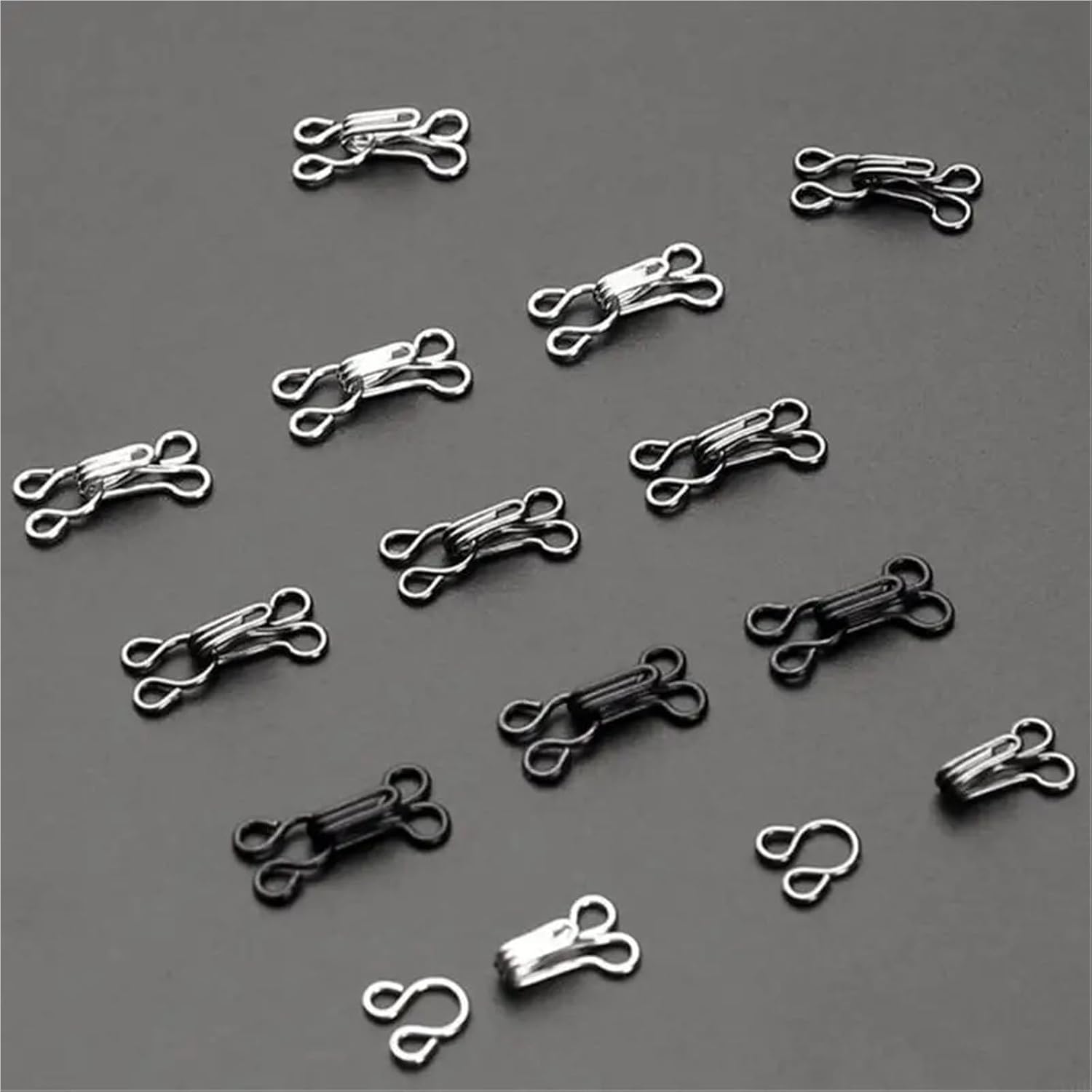 Hook and Eye Sewing 1000Pcs Sewing Hooks and Eyes Closure for Bra Clothing Trousers Skirt Jackets Fasteners DIY Craft(Black,C)