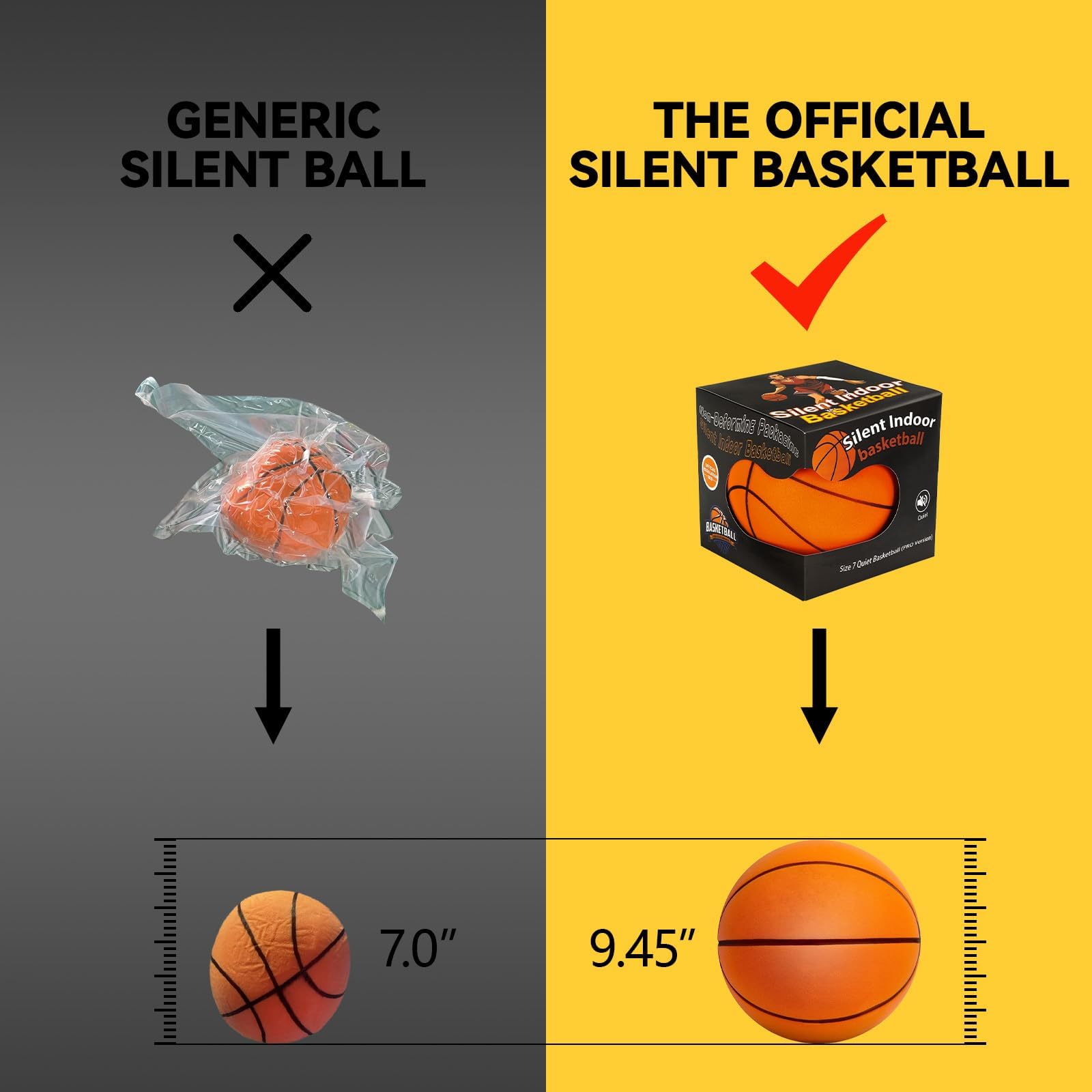 DORIMI Ballon Basket Silencieux en Mousse – Ballon de Basketball sans Bruit pour Entraînement Intérieur, Dribble Discret