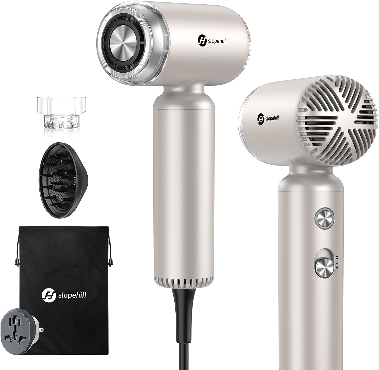 slopehill Travel Dual Voltage Hair Dryer, Ionic Blow Dryer for Women, Compact & Lightweight, High-Speed Fast Drying, Portable Hairdryer, European 110-120V/220-240V Stone