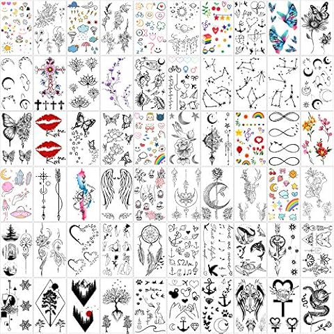 Yazhiji 60 Sheets Waterproof Temporary Tattoos Cover