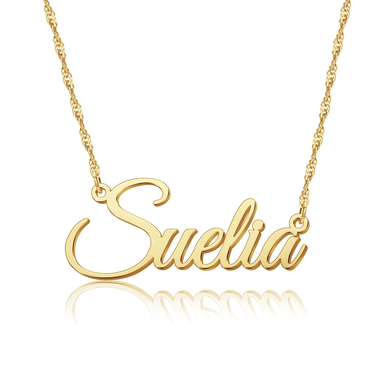 EVER2000 Custom Name Necklace, 18K Gold Plated Nameplate Personalized Jewelry Gift for Women