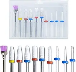 Kit 10 Brocas Cerâmica Escovinha Unhas de Gel Lixadeira