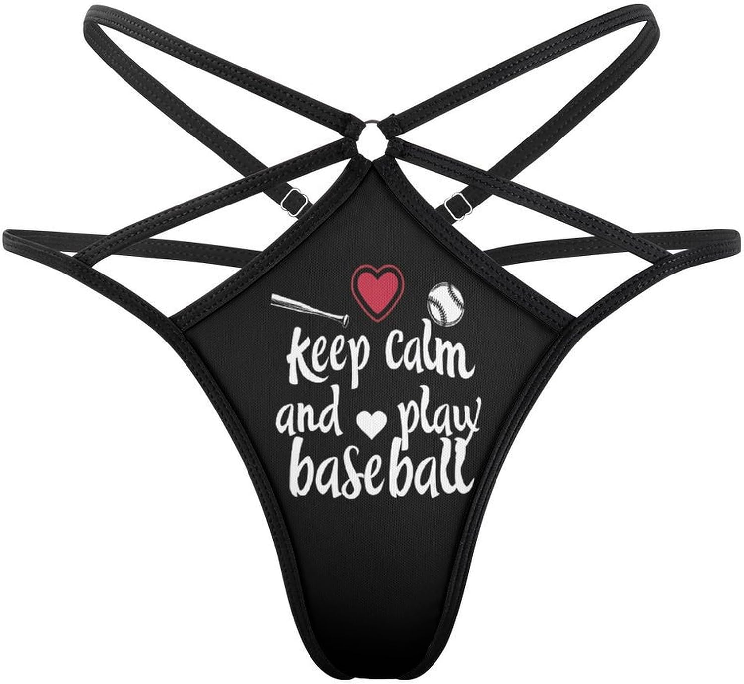 Keep Calm And Play Baseball Funny Women's T-back Thong Panties G-String Printed No Show Underwear