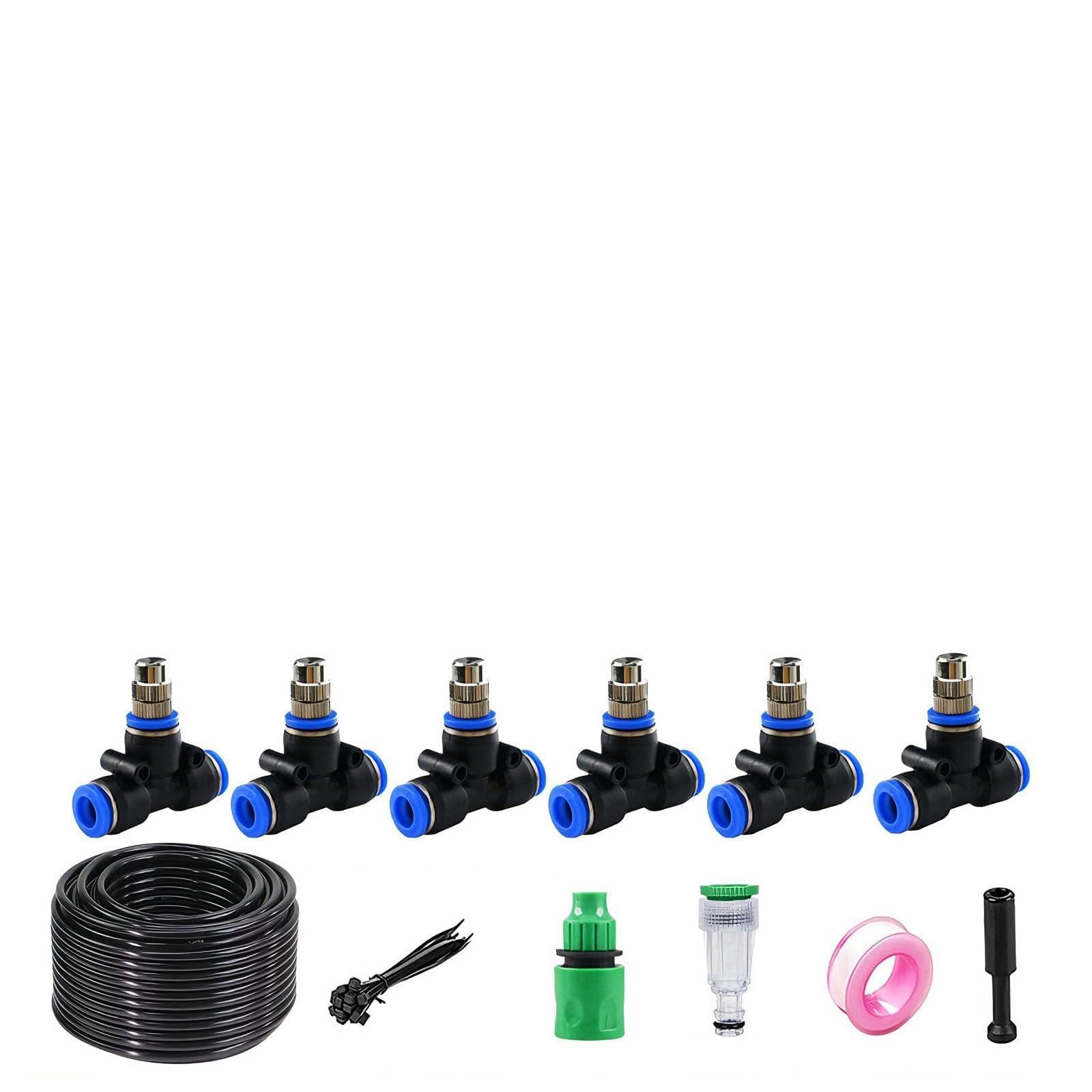 Ugelli per irrigazione a goccia, ugello nebulizzatore in ottone connessione rapida Ugello rame Spruzzatore Micro Sprinkler Sistema di raffreddame nero 40m 912 pipe + 40 sets of quick-connect fittings