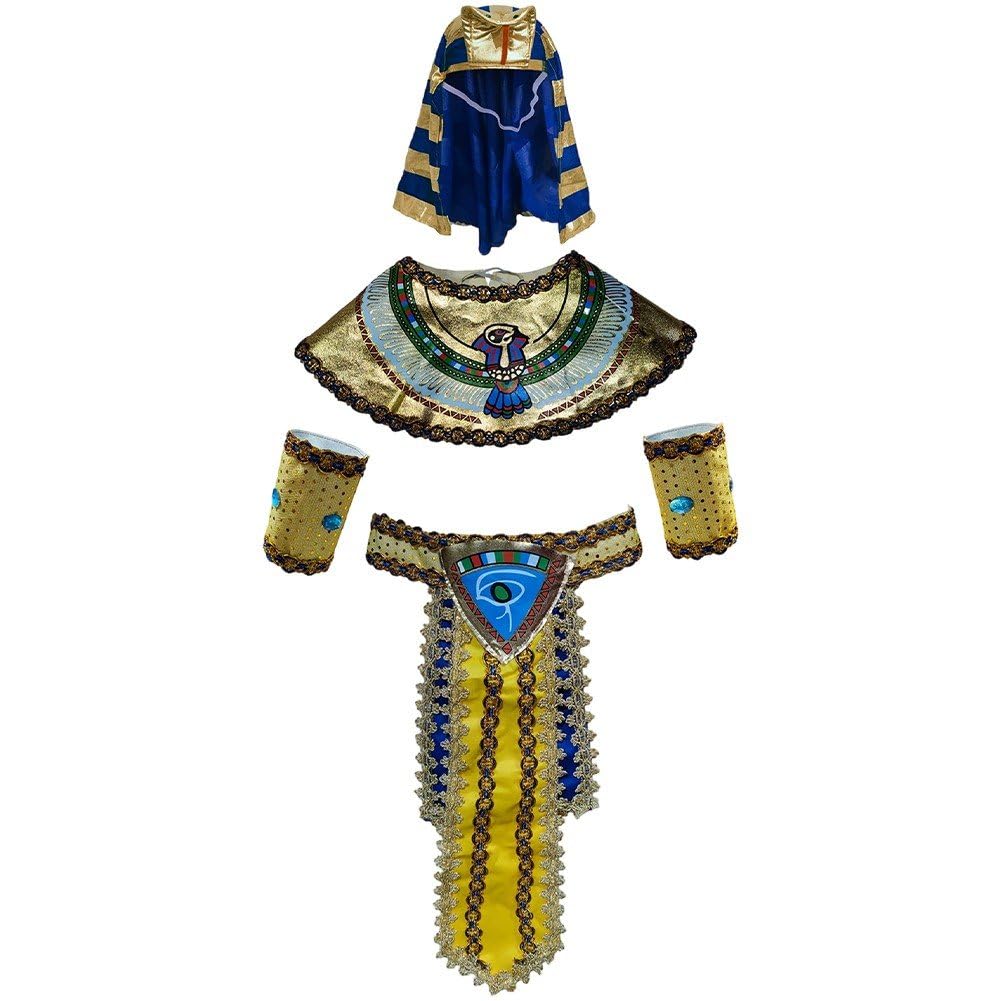 Disfraz De Faraón Egipcio para Hombre Adulto, Atuendo De Rey del Antiguo Egipto con Accesorios Completos para Cosplay De Halloween.