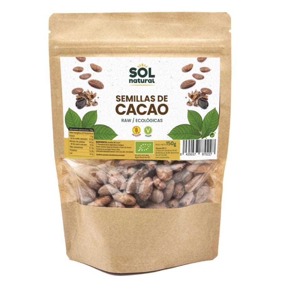 Solnatural Cacao En Semillas Crudas Raw Bio 150 G, Estándar, Único
