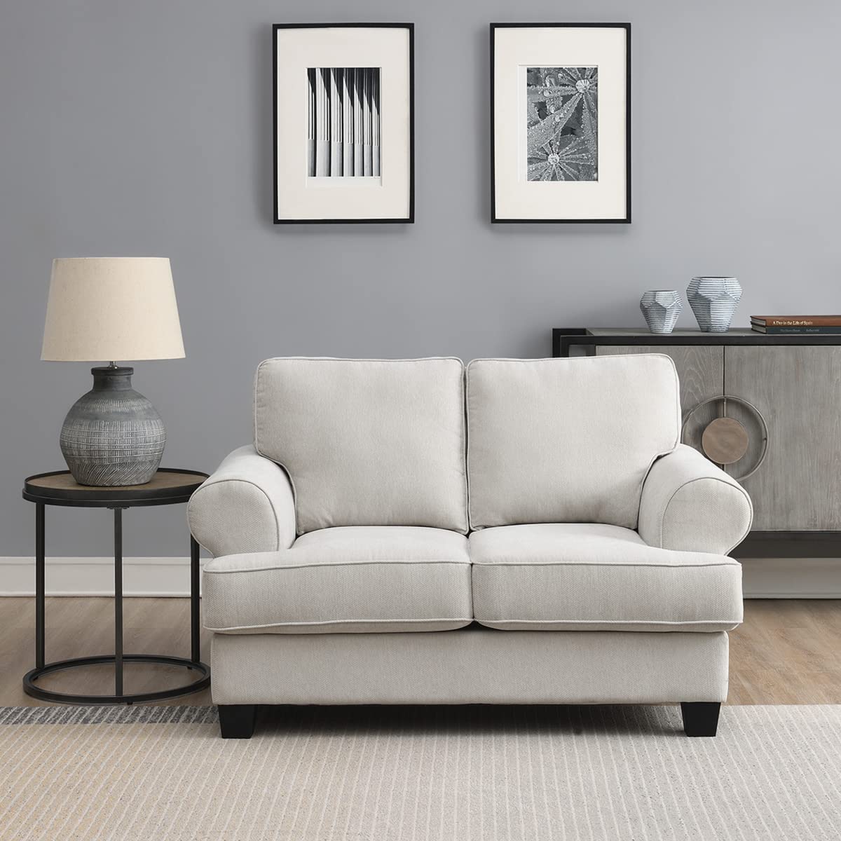 Home Box Montreal 2-Seater Fabric Sofa 99 x 98 x 156 Cm Light Grey