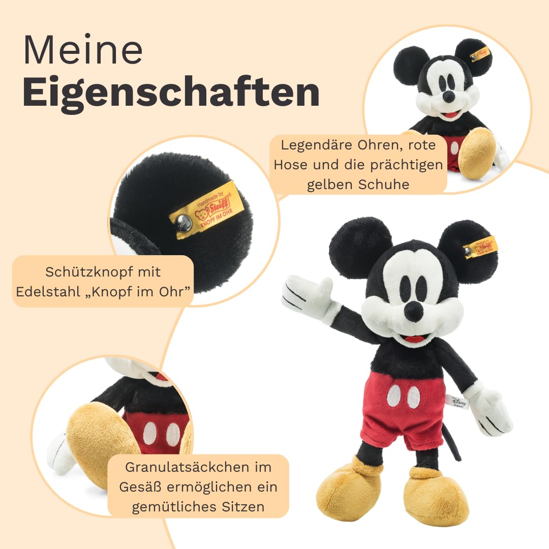 Steiff Kuscheltier Disney Originals Micky Mouse, Süßes Stofftier, Kinder, Jungen & Mädchen, Friends, Plüschtier 31 cm, Mehrfarbig, 024498