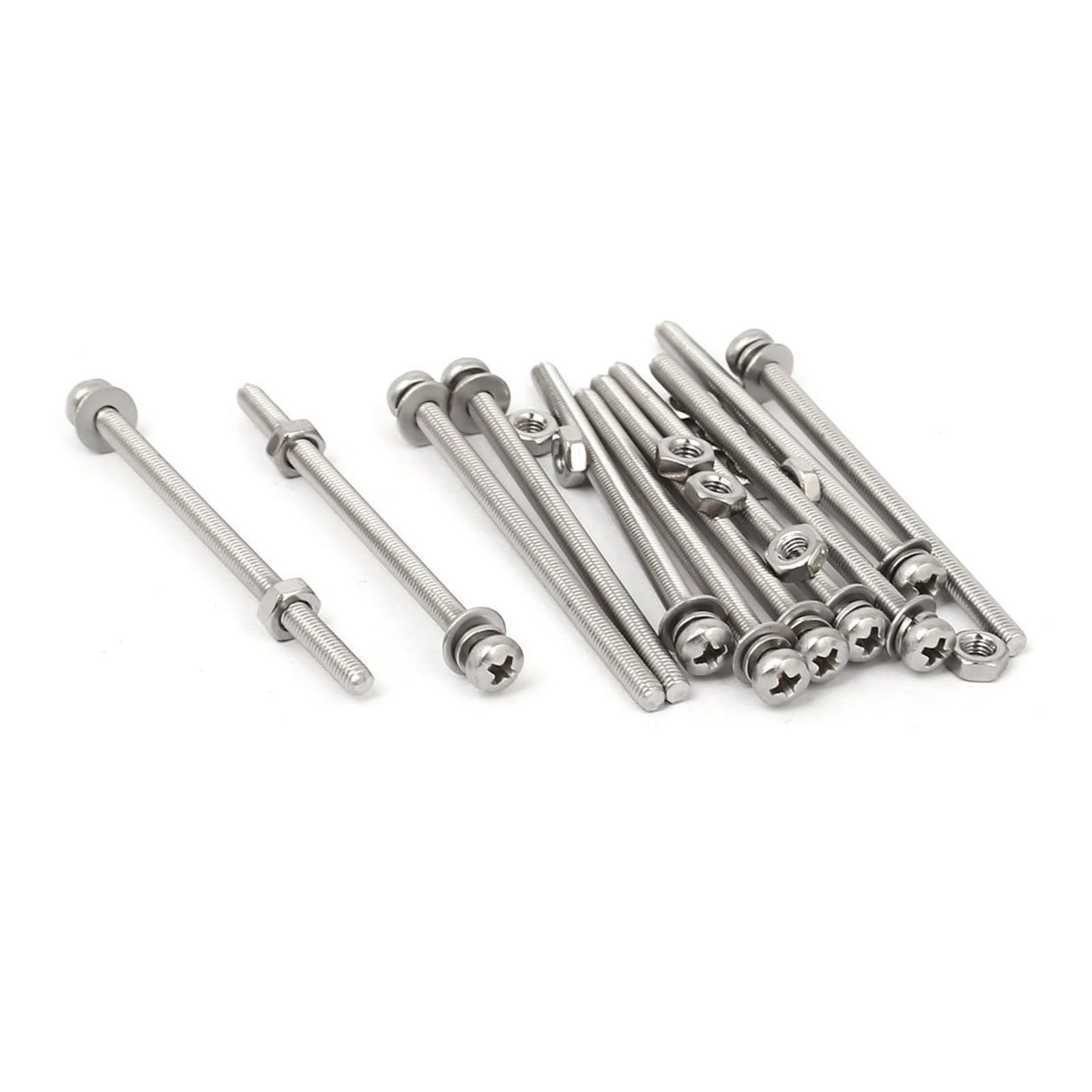 MACHSWON M3x50mm Pan Head Machine Screws 304 Stainless Steel Phillips Pan Head Bolt Extended Screw Nut with Washer 12 Sets
