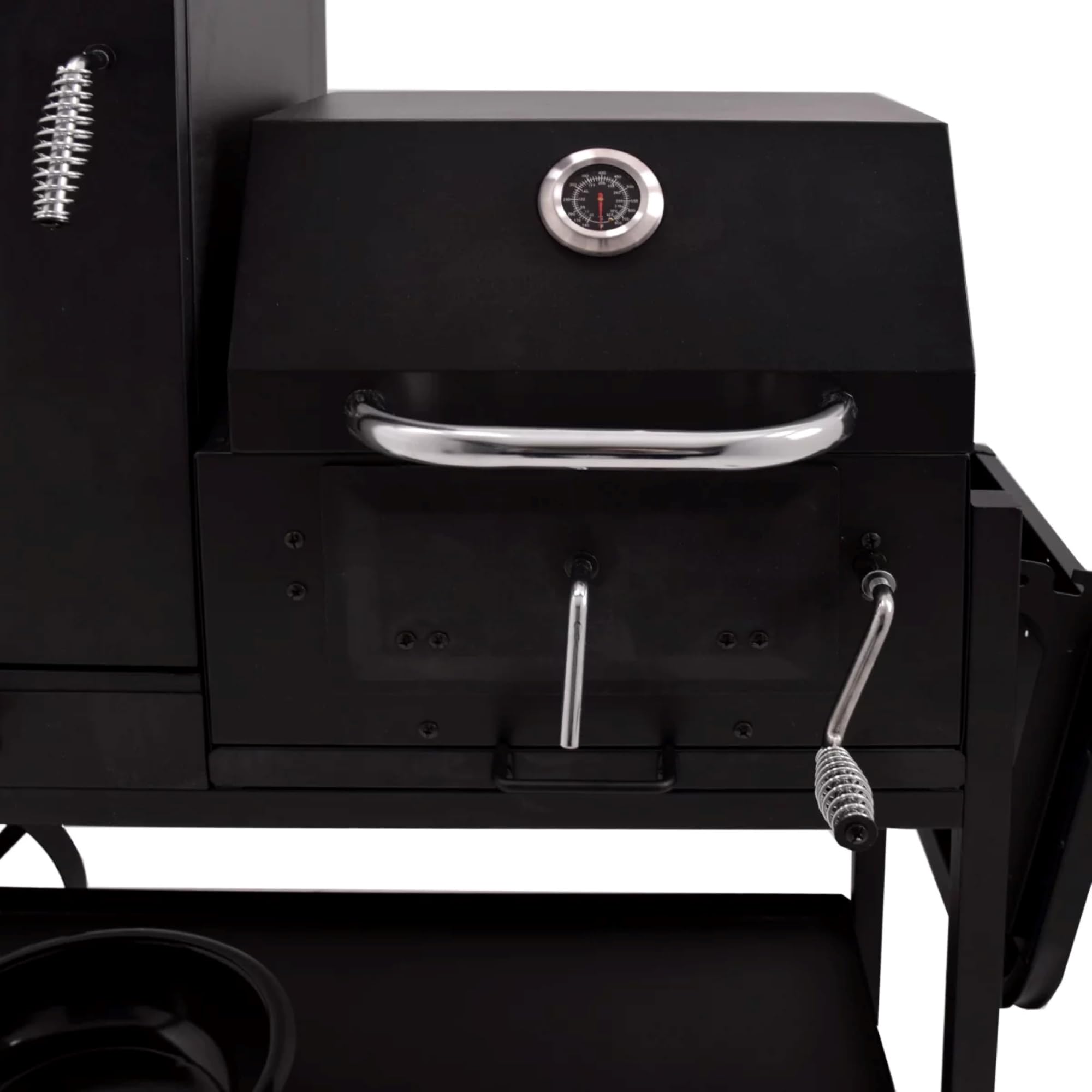 Syntrox Smoker Klavor mit Räucherofen, BBQ-Grill, Holzkohlegrill. Smokergrill, Stahl, Stahlblech mit Feuerschutzlack, Grillkammer und Räucherkammer, Holzgriffe, Aschetür mit Riegelverschluss