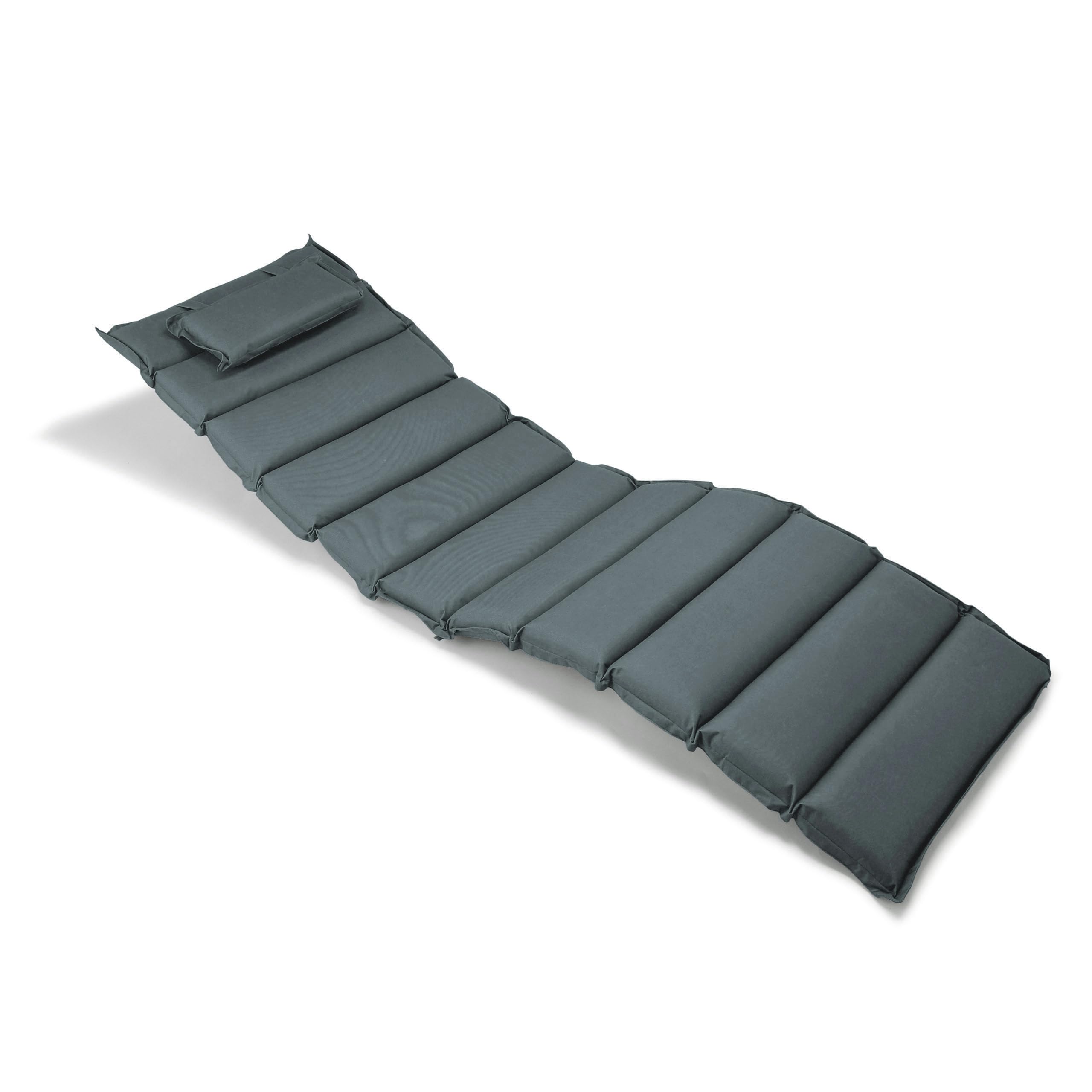 Divero Gartenliege klappbar aus Teakholz, behandelt inkl. Räder, mit Auflage (Farbe: Anthrazit)