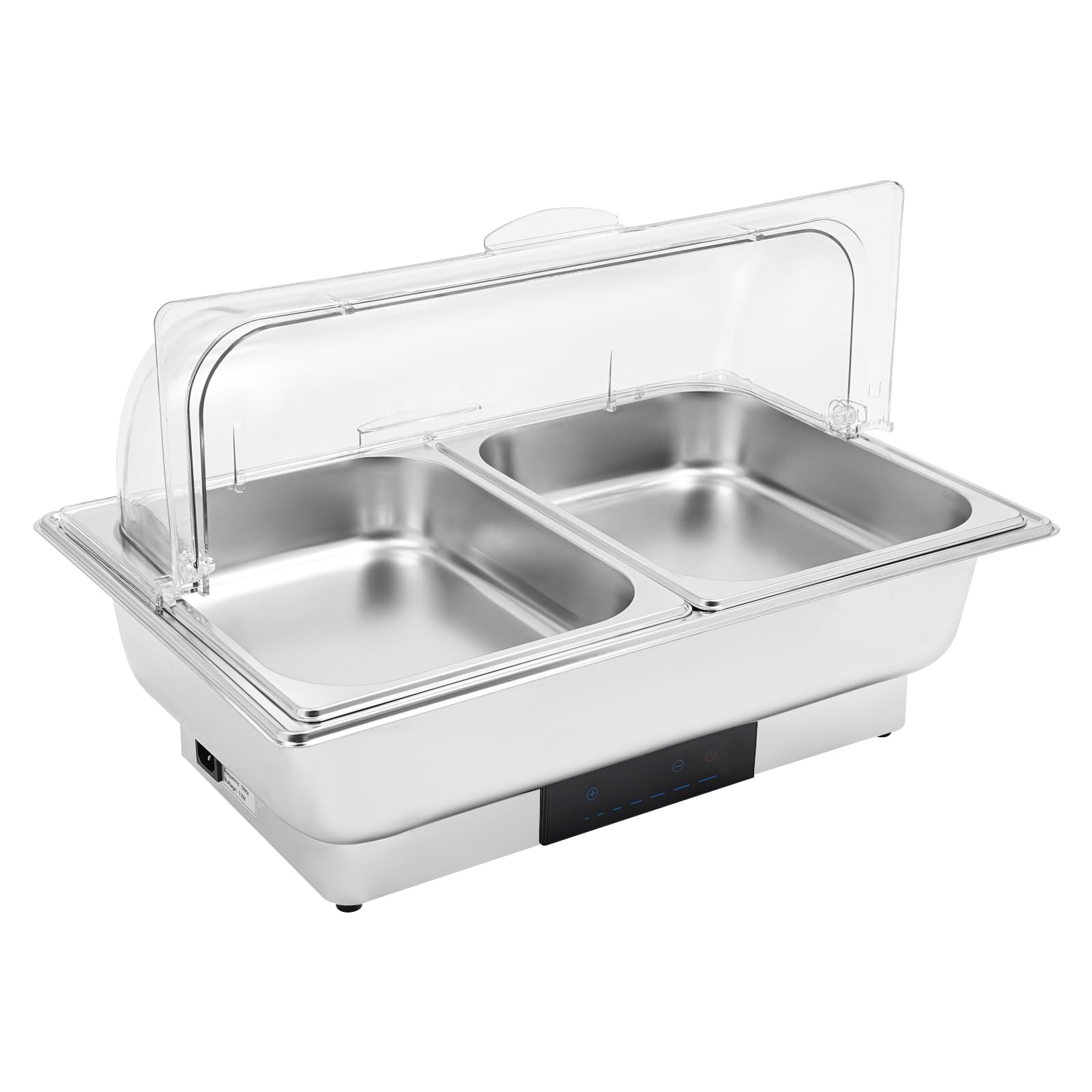 Chafing Dish, 35 ~ 90 ℃, 9 l, piastra elettrica per buffet, in acciaio inox, con display, per buffet, catering, matrimoni, cene di famiglia (due scomparti)