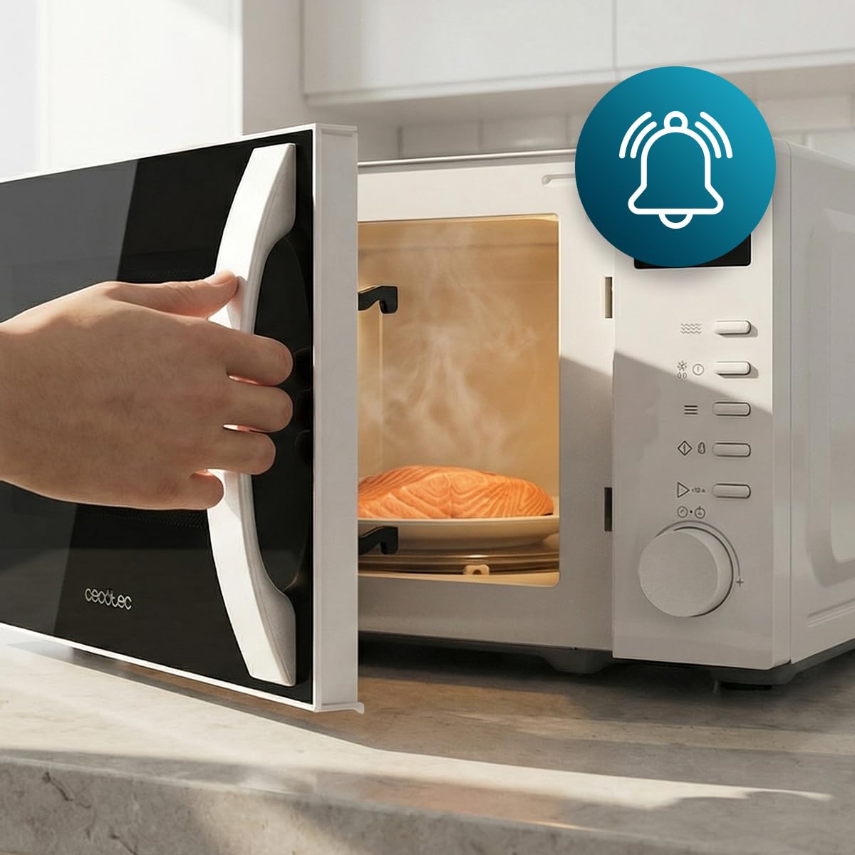 Cecotec Micro-ondes Digital Proclean 5005 White. 700W, 20L, Technologie 3DWave, 5 Niveaux de Puissance, Minuterie 30 Min, Décongélation, Écran avec Horloge, Repas Prêts en un Instant