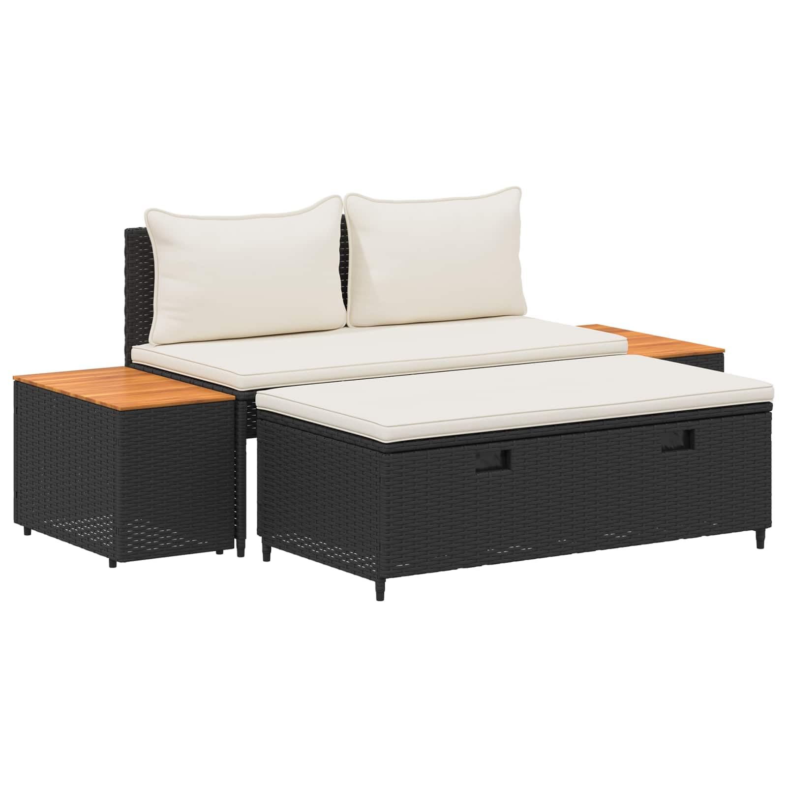 Zestaw 4-częściowy sofa zewnętrzna z polirattanu i stali 55x30x39 cm