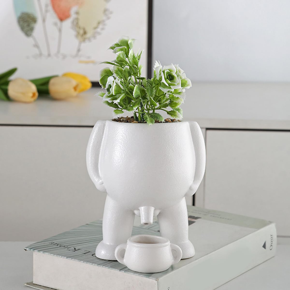 Ehoter White Piss Pot Planter Novelty Peeing Planter Pot 2024 New Peeing Funny Vase Planter Succulent Home Garden Decor Funny Gift Idea For Plant Lover (White)