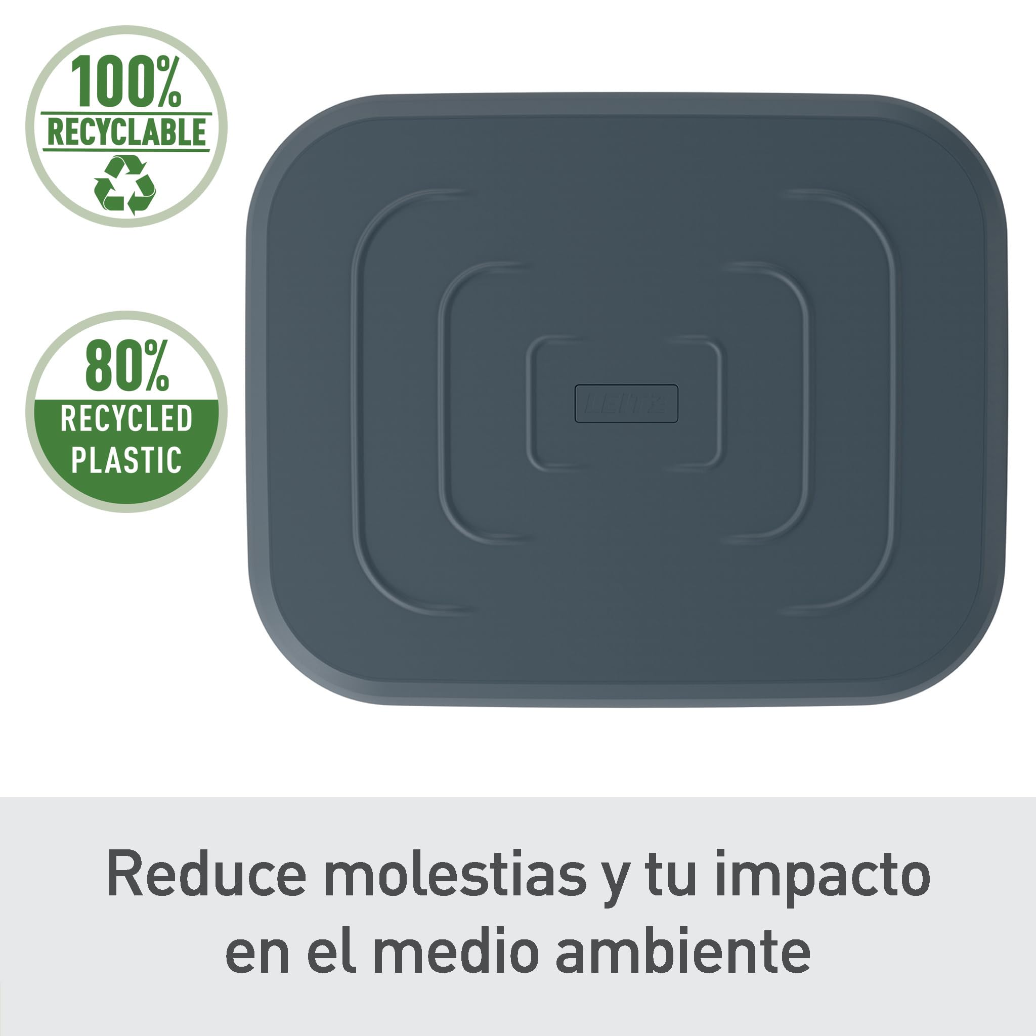 Leitz 65460089 - Reposapiés Ajustable Ergo, Tres Alturas Ajustables, 80% Plástico Reciclado Postconsumo y 100% Reciclable, Mejora la Postura y la Circulación Sanguínea, Gama Ergo, Gris Oscuro