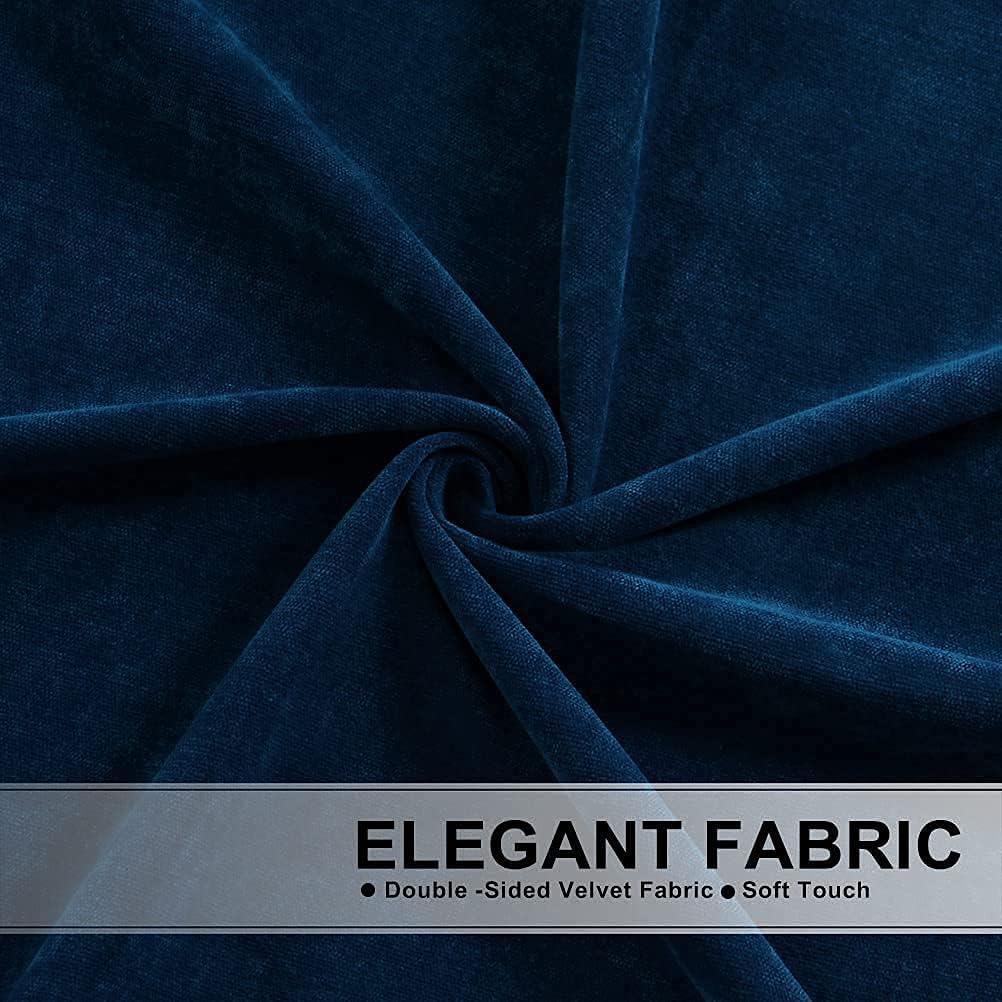 ELKCA Navy Double-Sided Velvet Waterfall Valance for The Living Room Bedroom Curtains Valance with Gold Colorful Pom Pom Tassel,79Inch,1 Panel