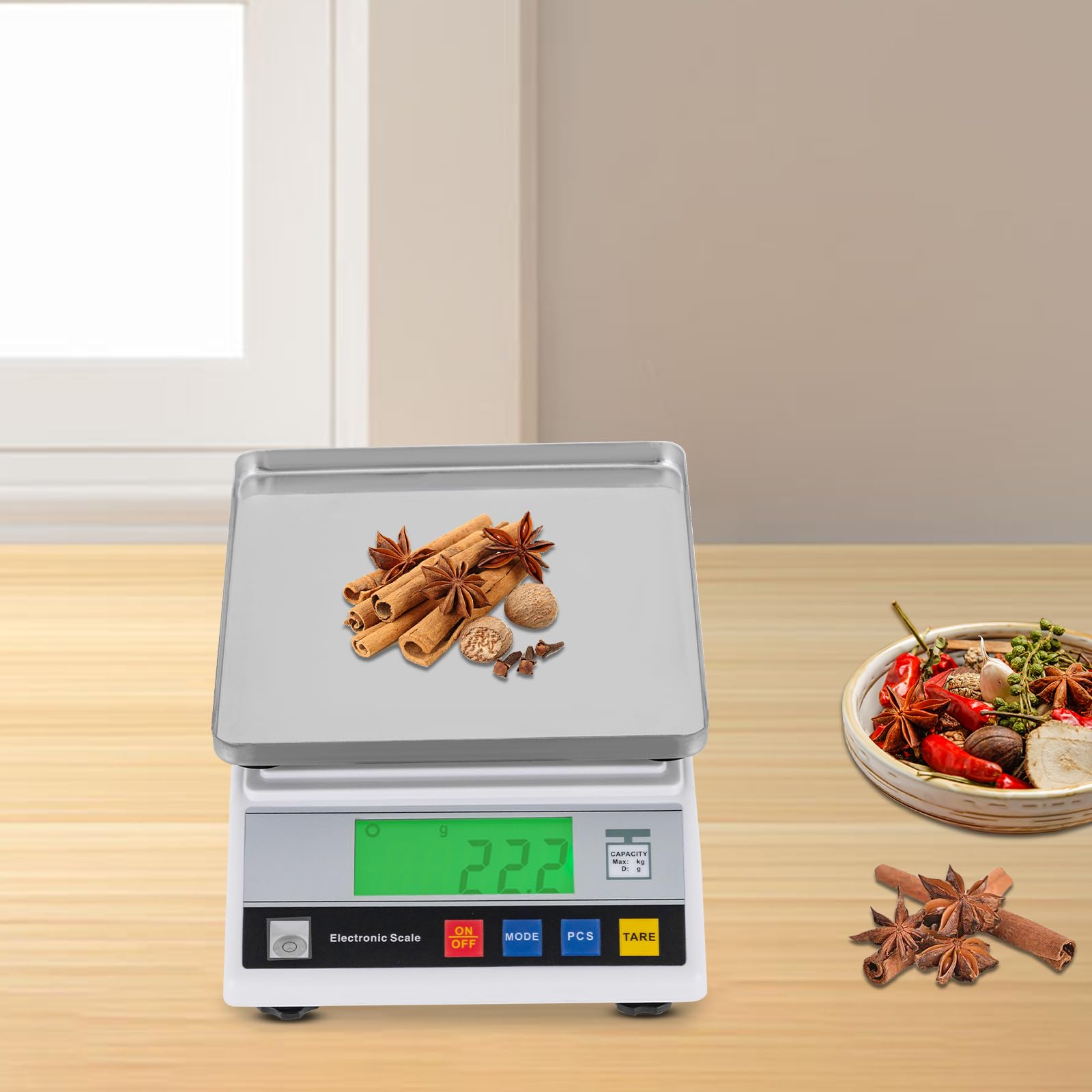 Bilancia analitica ad alta precisione – Bilancia di precisione in acciaio inox con display a LED – 0,1 g digitale elettronica industriale di precisione intelligente e scientifica con funzione di